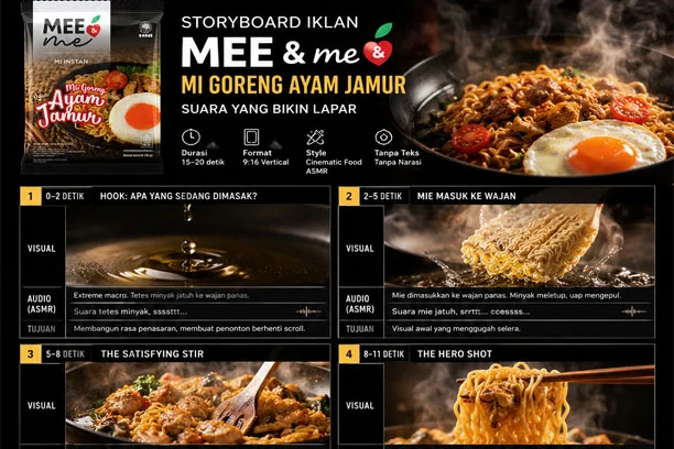 Prompt Video Cara Pembuatan Iklan Mie HNI Ayam Jamur Pakai AI