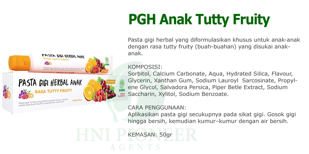 Produk Pasta Gigi Herbal Tutty Fruity
